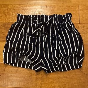 Paper Bag Tie Waist Stripe Shorts